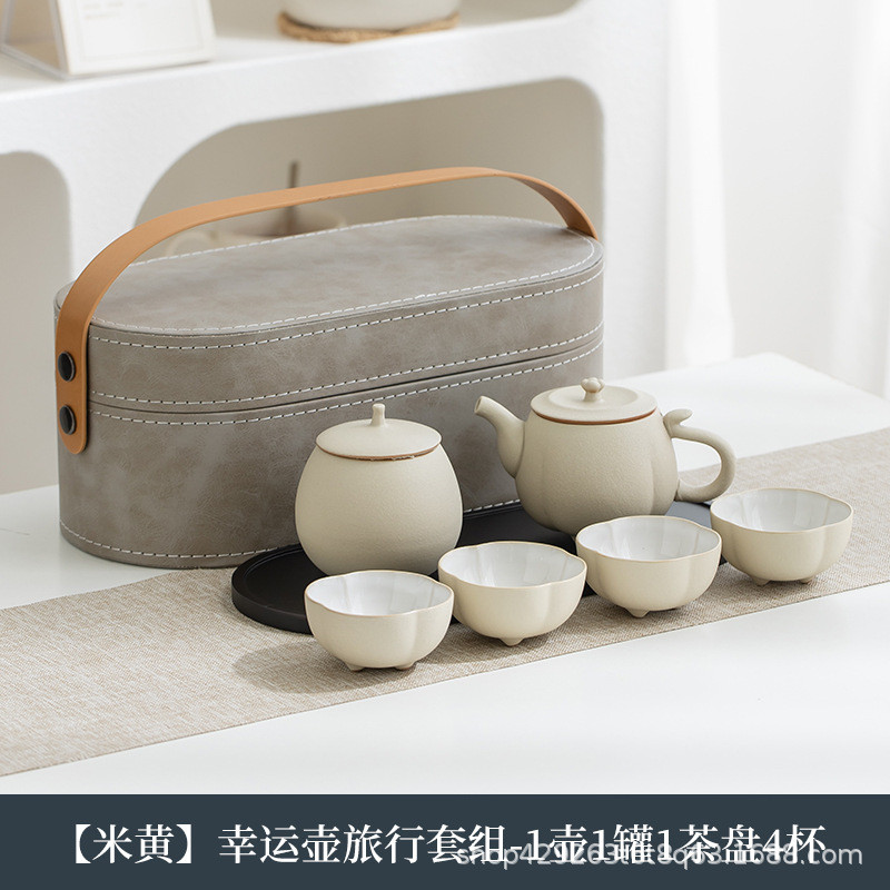 定户外便携快客杯旅行茶具套装简易功夫泡茶壶茶杯露营陶瓷泡茶壶