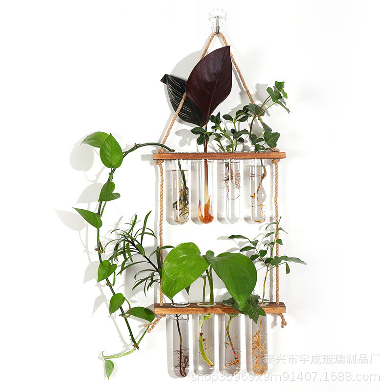 玻璃水培试管玻璃插花水培试管壁挂墙面装饰花瓶家居植物悬挂壁饰
