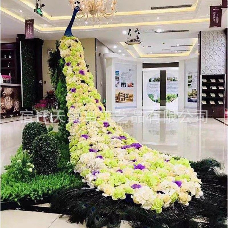 城市大型孔雀绿雕主题公园创意造型摆件卡通雕塑仿真动物厂家