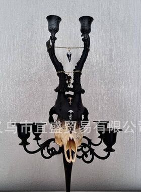 牛头创意艺术烛台牛头装饰品摆件家居庭院装饰品设计牛头树脂