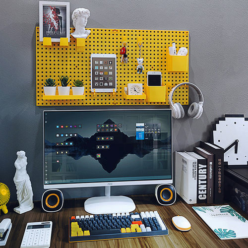 7j28桌桌面收纳板墙面免打孔洞洞板置物架上房装饰书房照片墙桌搭