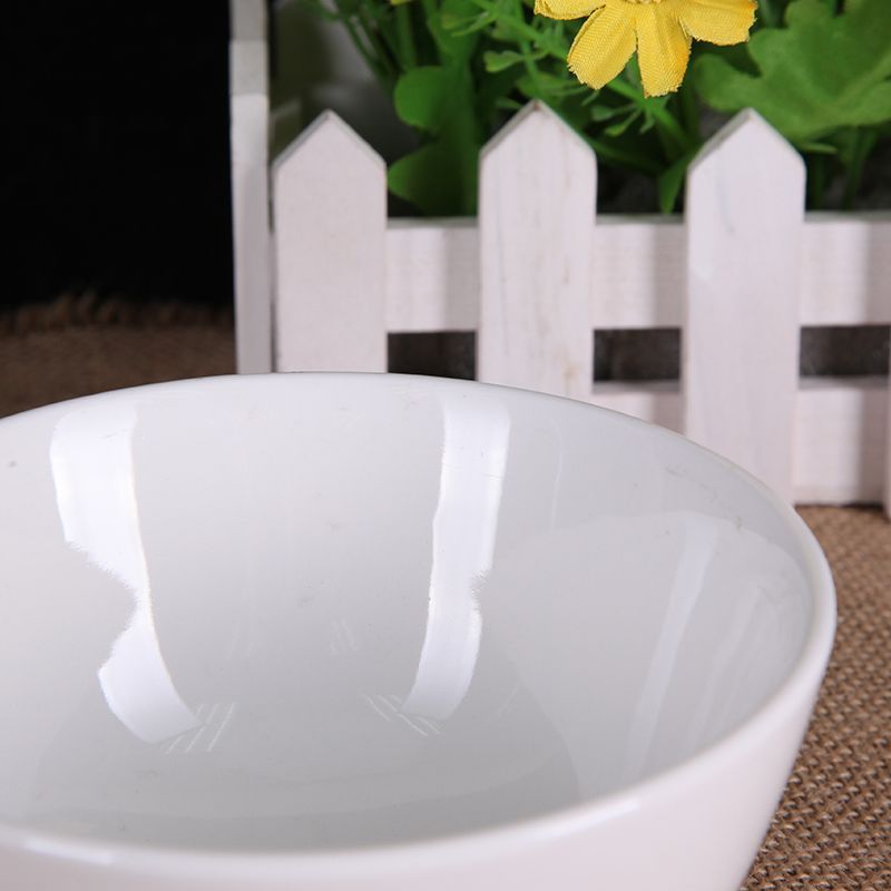 热销汤碗10个装饭店陶瓷加厚白色米饭碗小包邮面碗小碗