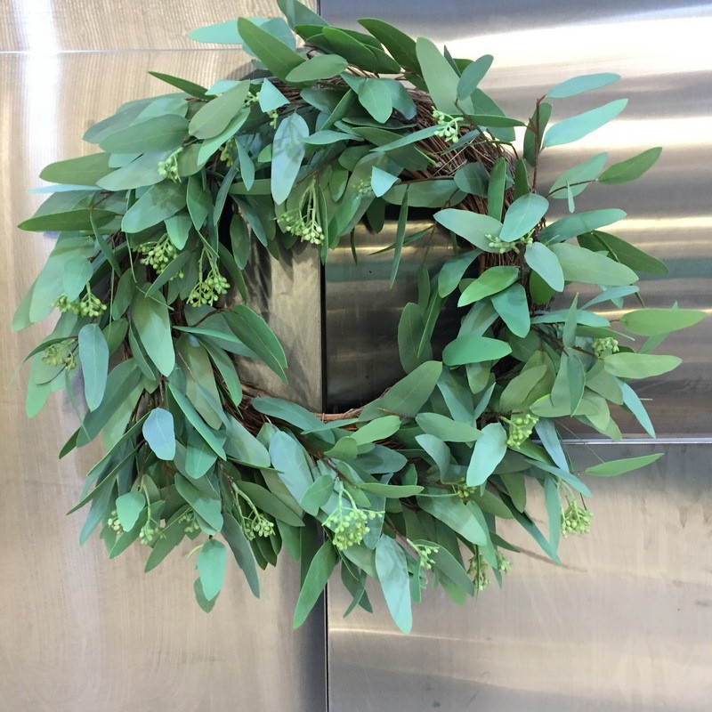 兰瑾现货批发仿真尤加利叶环绿色植物装饰壁挂桉树叶仿真叶子门头