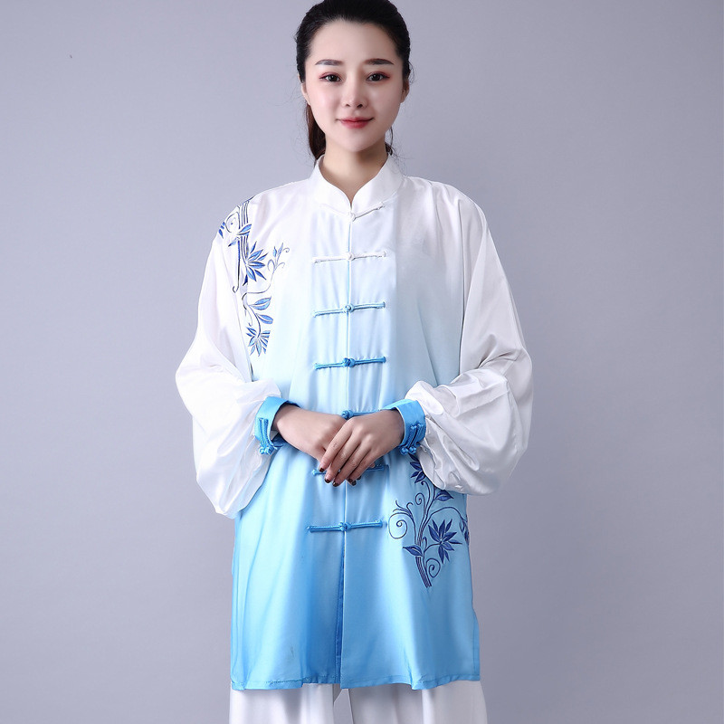 宏极渐变太极服新款武术服披表演服太极服绣花太极服纱团体表演服