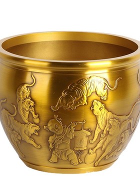 厂家批发虎娃送福缸铜缸仿古送福聚宝盆虎娃工艺礼品摆件