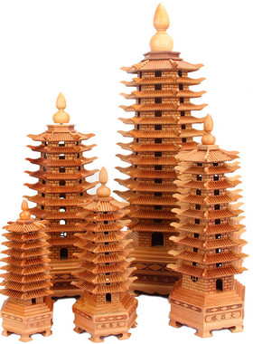 26eq桃木文昌塔摆件9九层13十三层学习木质书房办公室工艺品