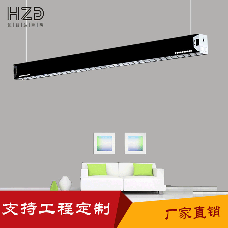 T5荧光单管格栅灯 led长条商场健身房格栅灯具工程造型T8单管吊灯
