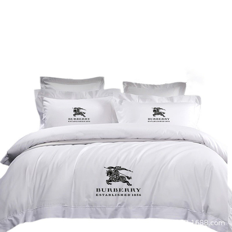 批发酒店民宿四件套床上用品宾馆布草床单被套贡缎全棉白色枕套