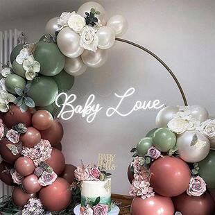 鼠尾草绿气球复古珠光粉白乳胶气球婚礼周年纪念性别揭示新娘派对