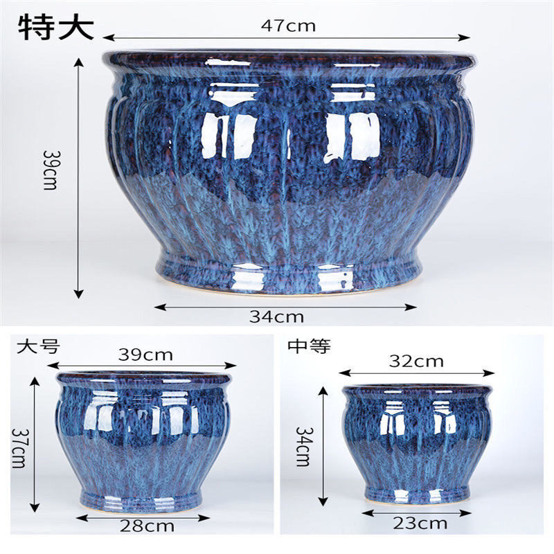 花盆办公楼30以上的孔雀蓝爆红纹特盆客厅大口径幸福树陶瓷特大盆