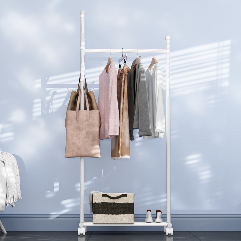 单杆式晾衣架落地家用阳台衣帽架内晒衣挂衣架简易可移动加粗卧室