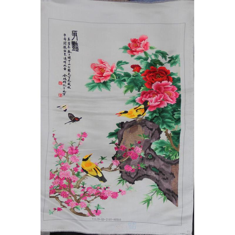 苏州牡丹客厅办公室装饰画苏绣未装裱手工刺绣花卉厂家生产图片