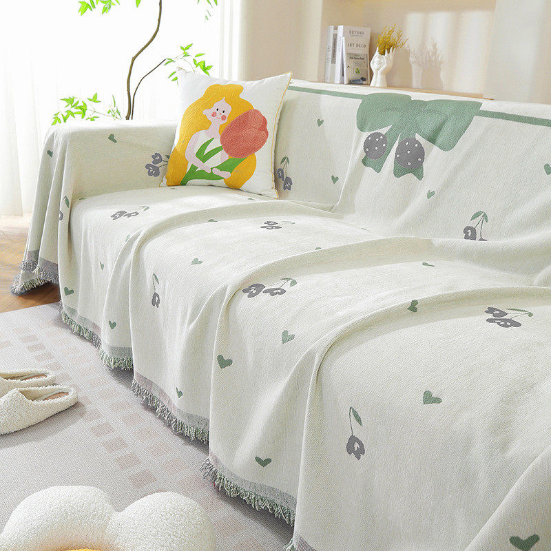 时尚印花雪尼尔全盖沙发套罩客厅一片式四季通用沙发巾带防滑颗粒