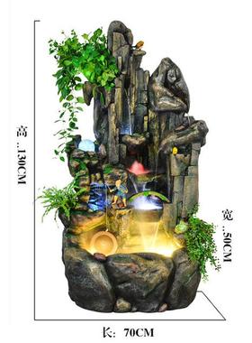 大型客厅流水生财鱼缸水景落地摆件假山喷泉办公室招财加湿器批发