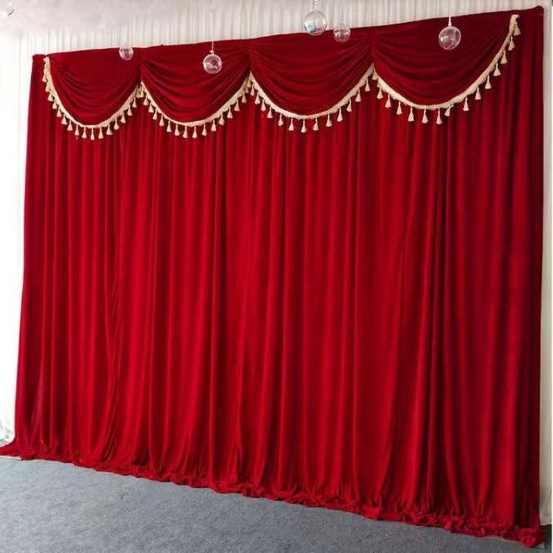 年会场地布置装饰布幔金丝绒婚礼背景布会议帷幔底幔装饰布缦