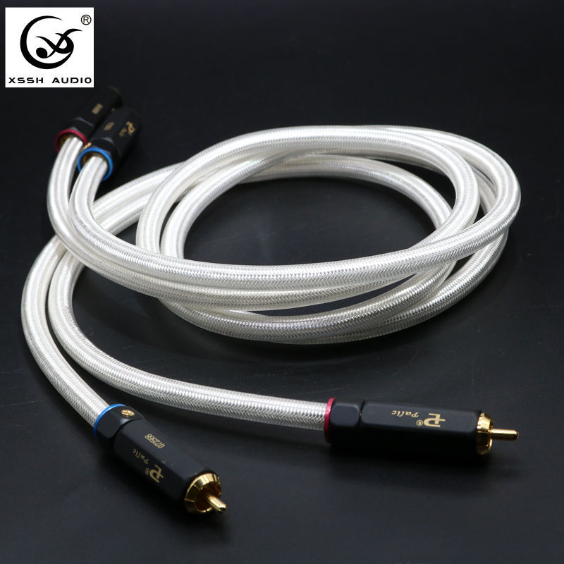 QED发烧级4芯镀银音响功放音频线HiFi双莲花头连接线RCA信号线