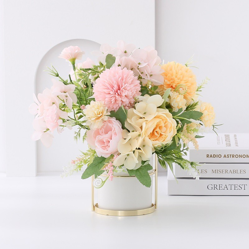 摆设干花花束餐桌装饰花盆栽花艺花花餐桌塑料花假花客厅摆件