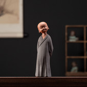 中式 陶瓷人物紫砂小和尚摆件客厅玄关工艺品茶室桌面书房禅意摆设