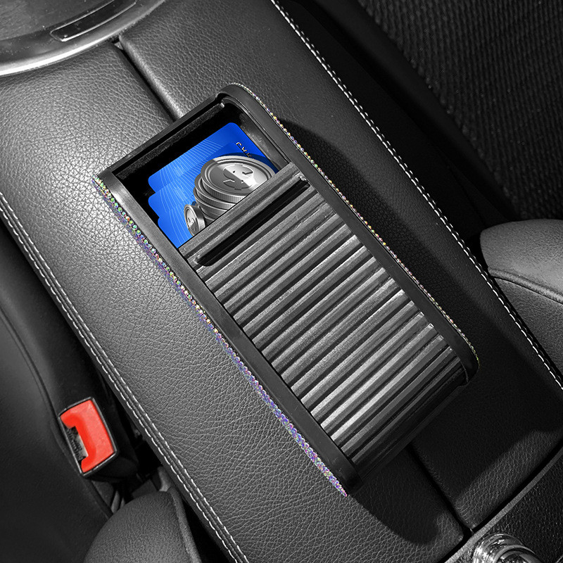 热销新品车载收纳盒汽车内饰用品镶钻储物箱汽车收纳盒子厂家热销