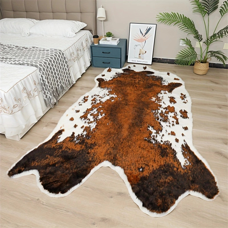 整张不规则仿动物纹地毯客厅地毯家居装饰保暖地垫小尺寸豹纹毛绒