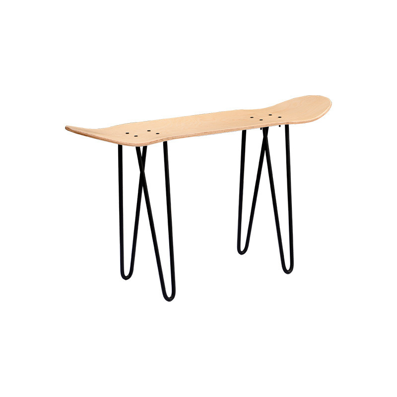 滑板凳子创艺实木铁艺架diy滑板椅子自装原木双翘滑板凳滑板造型