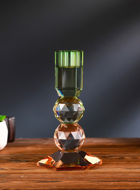 晚餐轻奢多面球玻璃烛台复古摆件装饰品浪漫热卖装饰拍照道具