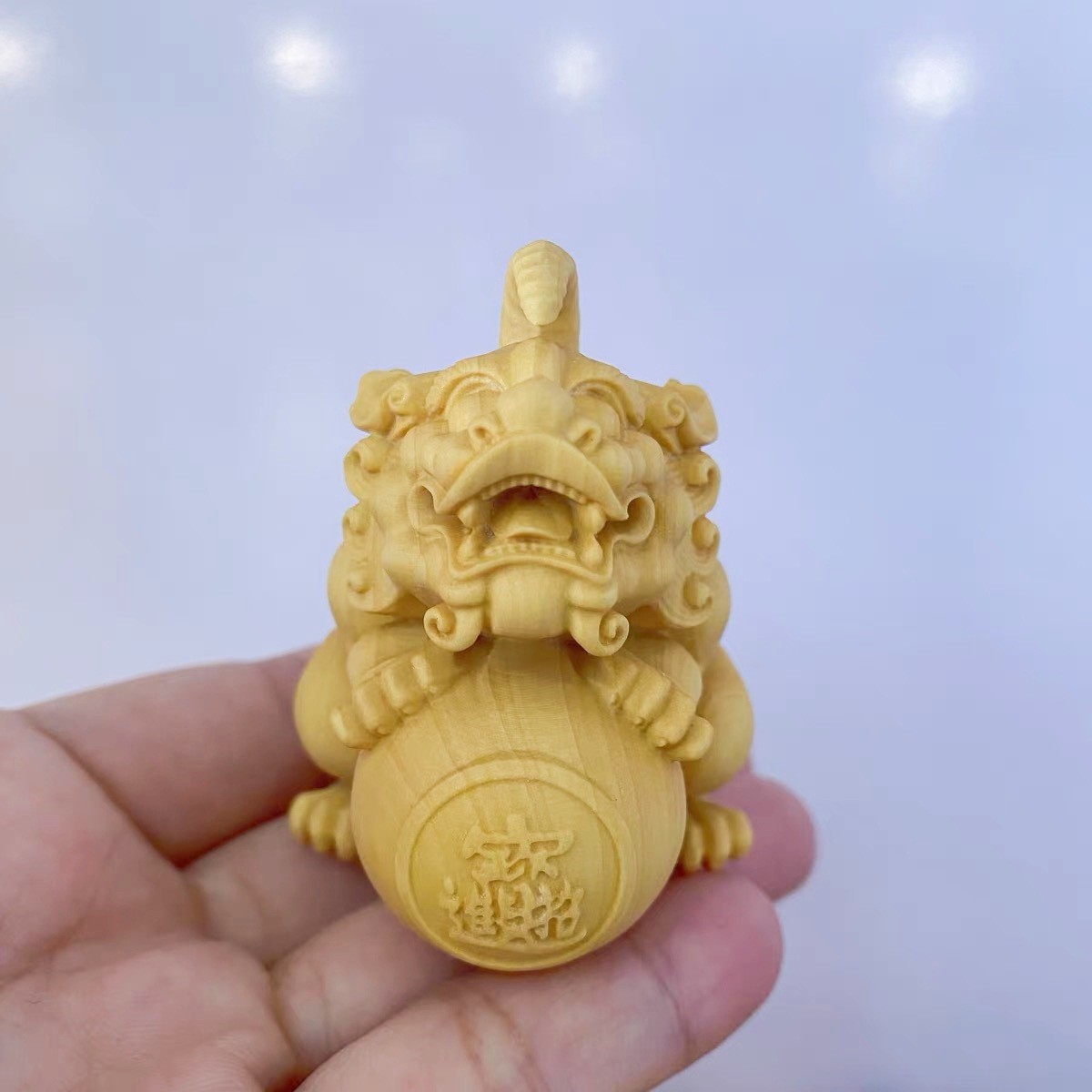 太行崖柏木独角貔貅抱球摆件实木貔貅有求必应瑞兽雕刻木制工艺品