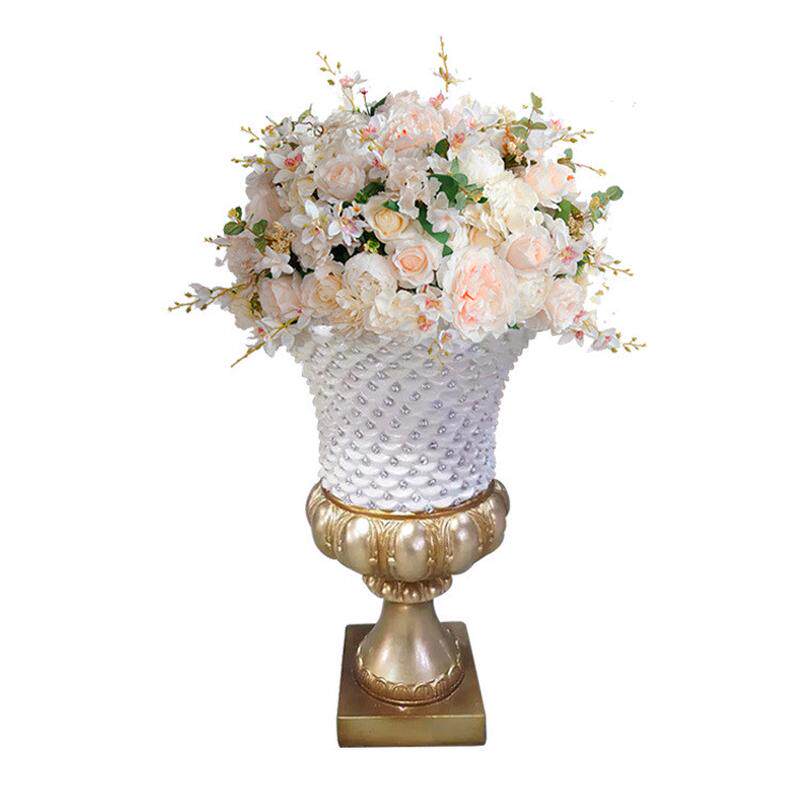 玻璃钢描金贴珠落地大花瓶花器现代摆件客厅欧式干花插花装饰,鲜花速递/花卉仿真/绿植园艺,花盆,淘宝优惠券,粉丝福利购,淘宝优惠卷