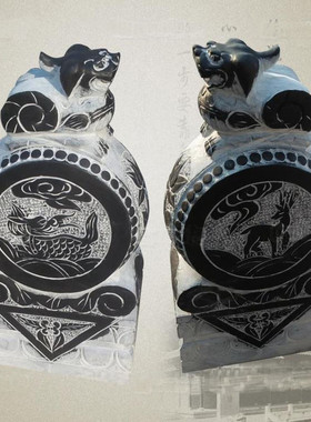 石雕门墩门口青石仿古青石狮子头抱鼓石抱庭院景区鼓石门墩摆件