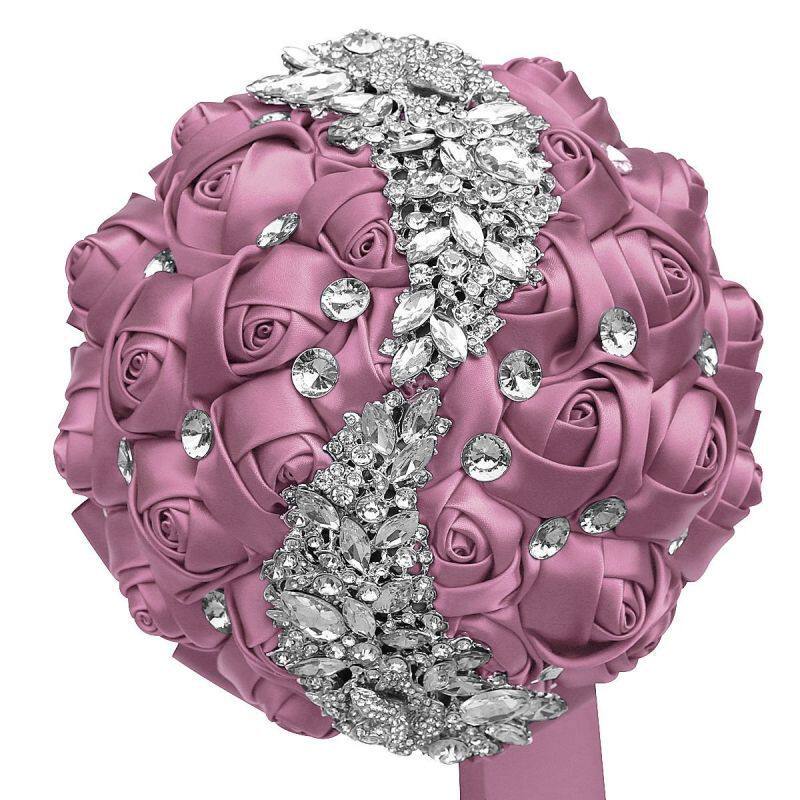 热销新娘手捧花婚礼缎带手捧花束镶钻手捧花婚庆用品新娘手捧花新