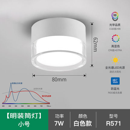 2024年新款led吸顶防雾入户玄关明装筒灯超薄客厅过道走廊无主灯