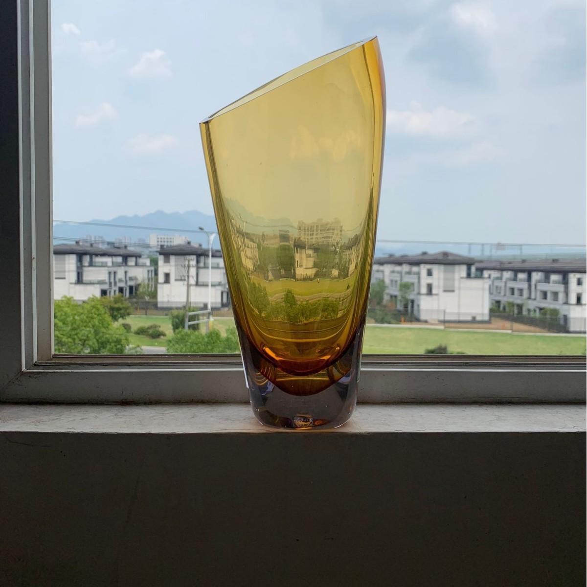 家居现代三角琉璃花瓶轻奢摆件样板间餐桌花瓶饰品客厅插花花器