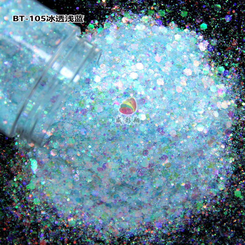 冰透金葱粉混合美甲亮片碎冰冰闪粉流沙工艺品滴胶pet幻彩金葱粉