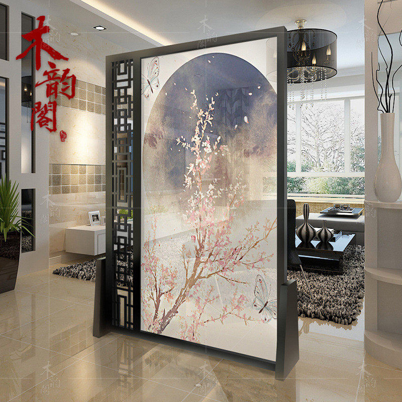 新中式屏风隔断客厅布艺办公简约现代时尚卧室遮挡家用玄关座屏