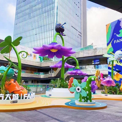 商场中庭美陈装置花朵气模充气花朵植物创意艺术装饰模型厂家