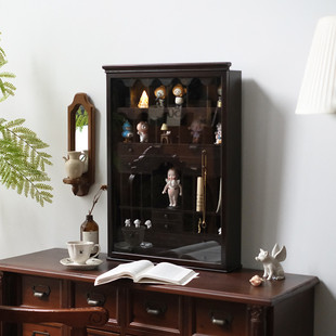 闻森家居手办展示柜桌面透明亚克力防尘中古珍奇柜实木盲盒陈列柜