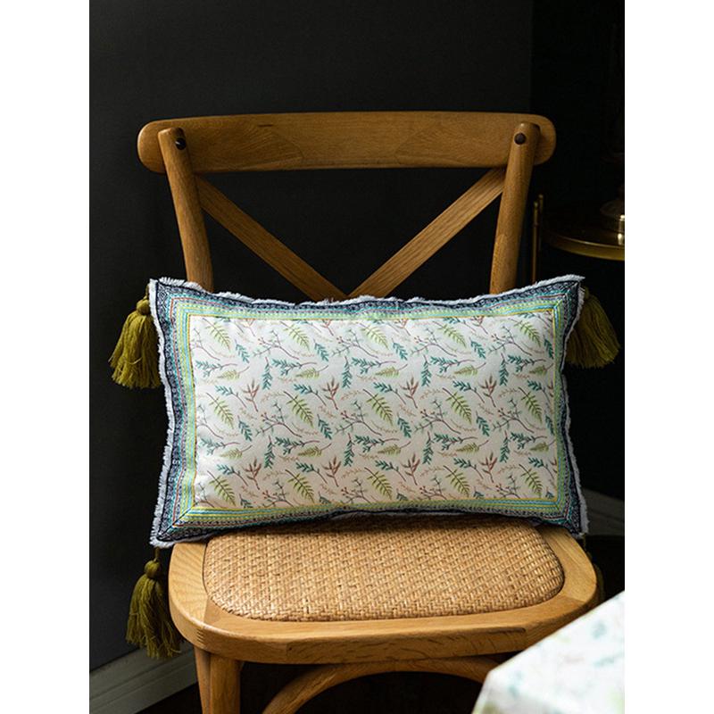 gz6m现代轻奢设计民族风复古流苏绣花抱枕套沙发长方形枕腰靠靠垫