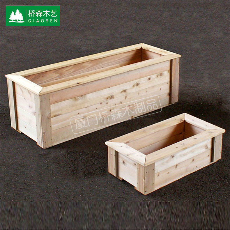 厂家批发公园种植花盆户外长方形组合花槽阳台景区实木花箱碳化