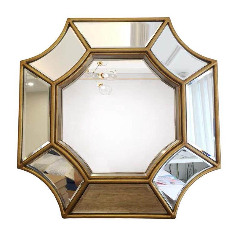 轻奢客厅餐厅镜小方块镜面贴美式装饰组合壁挂镜沙发电视背景墙饰