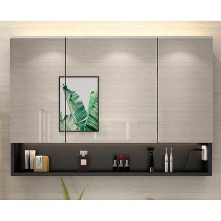 智能镜柜不锈钢led镜箱黑色镜柜开放支持镜柜带灯发光镜柜架非标