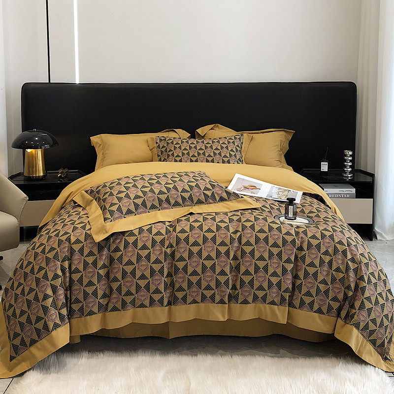 a6l四件套美式风100支磨毛秋冬数码印花加厚被套1.8床上