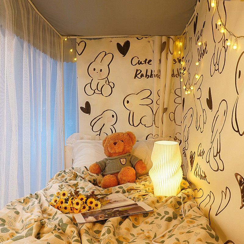 一体式遮光蚊帐床帘大学生宿舍上铺上下铺通用极布住校专用带源挡