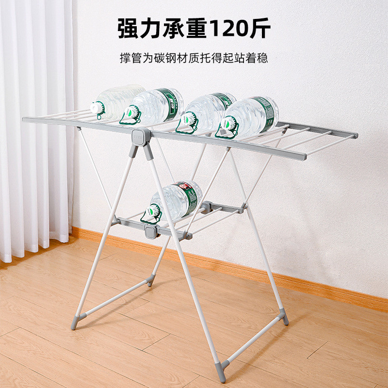 晾衣架落地卧室折叠家用简易挂衣杆室内凉衣服架子阳台晒被子神器