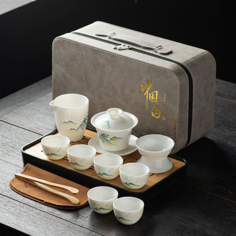 可全套功夫茶具羊脂玉白瓷茶具套装家用盖碗企业礼品批发高档定制