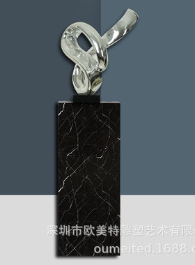常规大理石黑白根酒店简约创意雕塑台摆件底座玄关走廊艺术样板房