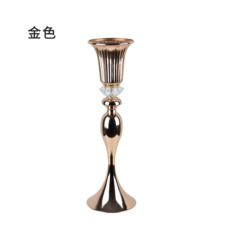 婚庆用品摆件花器婚礼布置金属路引电镀金色花架热销插花