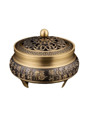 三足炉香炉铜制工艺品摆件香薰复古精雕居家古典中式禅意金属工艺