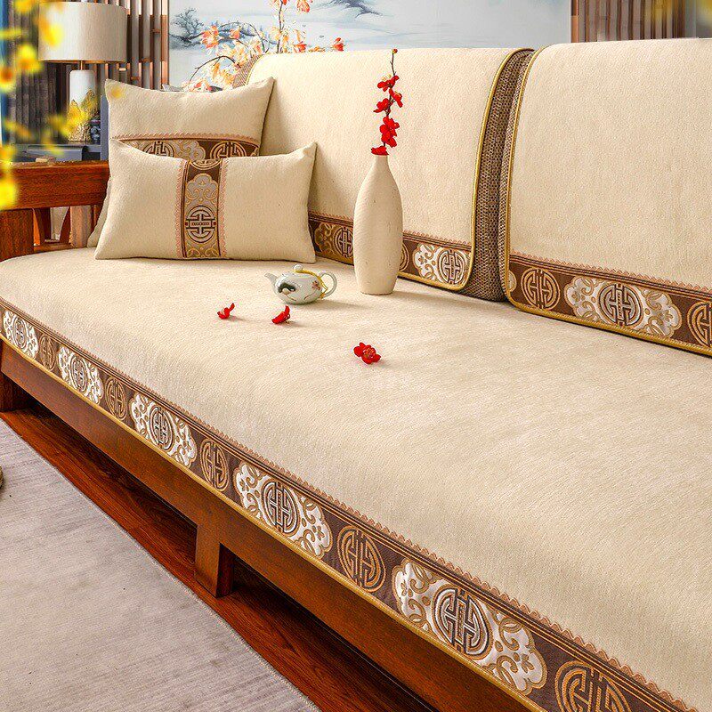 布中式新中式防滑坐垫子盖实木沙发垫四季通用高端沙发座垫套罩巾