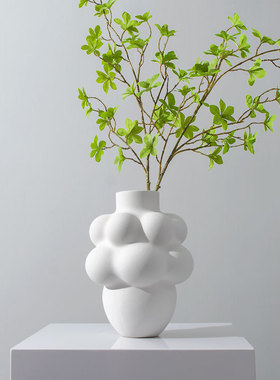 艺贝子现代简约素烧白色磨砂陶瓷大花瓶售楼处样板间软装饰品摆件