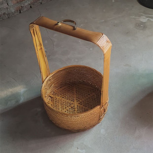 结婚用的箩筐提亲订婚层竹烧香篮子金色竹篮闽南结婚喜宴传统竹篓